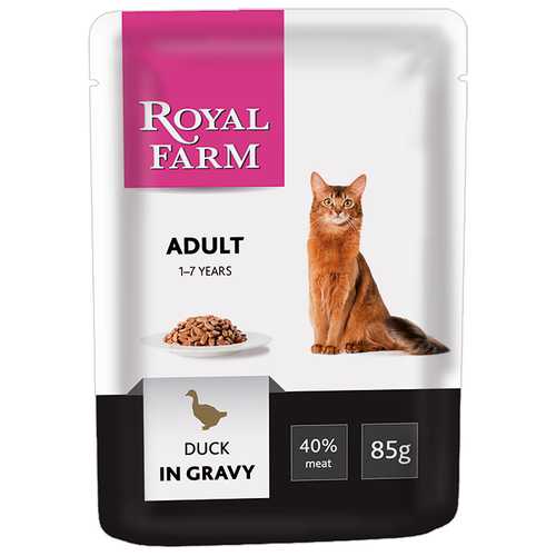 Влажный корм для кошек Royal Farm с уткой 24 шт. х 85 г (кусочки в соусе)