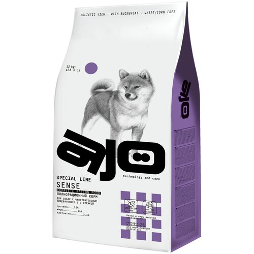 AJO Sensitive полнорационный сухой корм для взрослых собак c чувствительным пищеварением с гречкой 2 кг