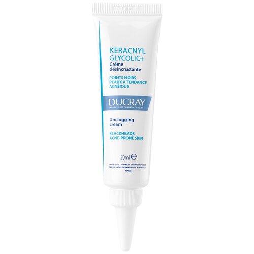 Ducray Keracnyl Glycolic+ / Крем очищающий матирующий против чёрных точек, 30мл