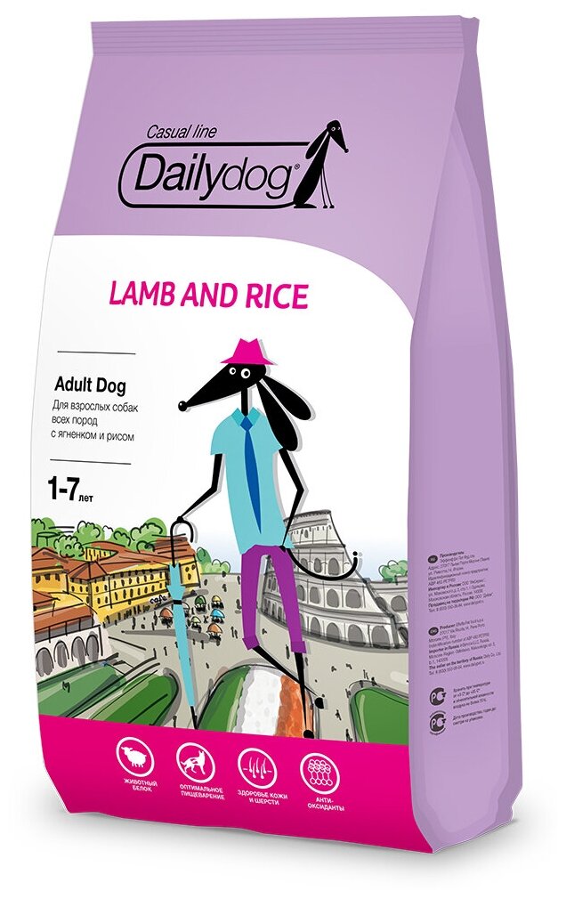 Dailydog Adult All Breed сухой корм для собак с ягненком и рисом - 3 кг
