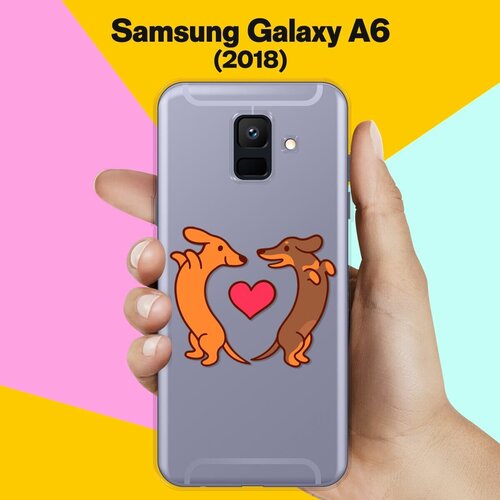 Силиконовый чехол на Samsung Galaxy A6 (2018) 2 таксы / для Самсунг Галакси А6 2018