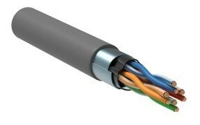 LC1-C5E04-321 ITK Кабель связи витая пара F/UTP, кат.5E 4x2х24AWG solid, LSZH, 305м, серый IEK - фото №1