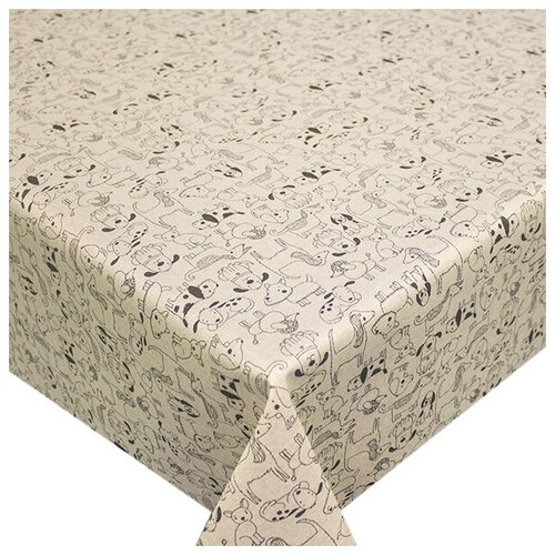 фото "песики" скатерть тканевая с тефлоновой пропиткой (отрезная). размер 140 см*140 см. mori
