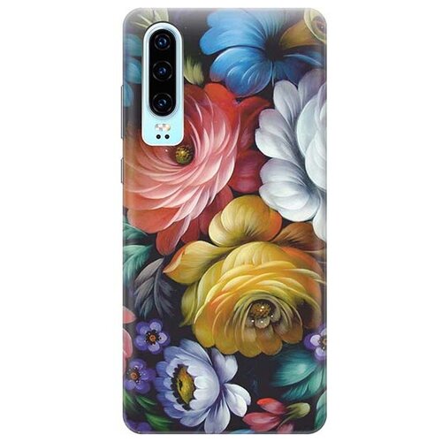 фото Чехол - накладка artcolor для huawei p30 с принтом "цветочная роспись" re:pa