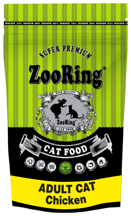 Сухой корм ZooRing Adult Cat Chicken для взрослых кошек на курице 1,5 кг