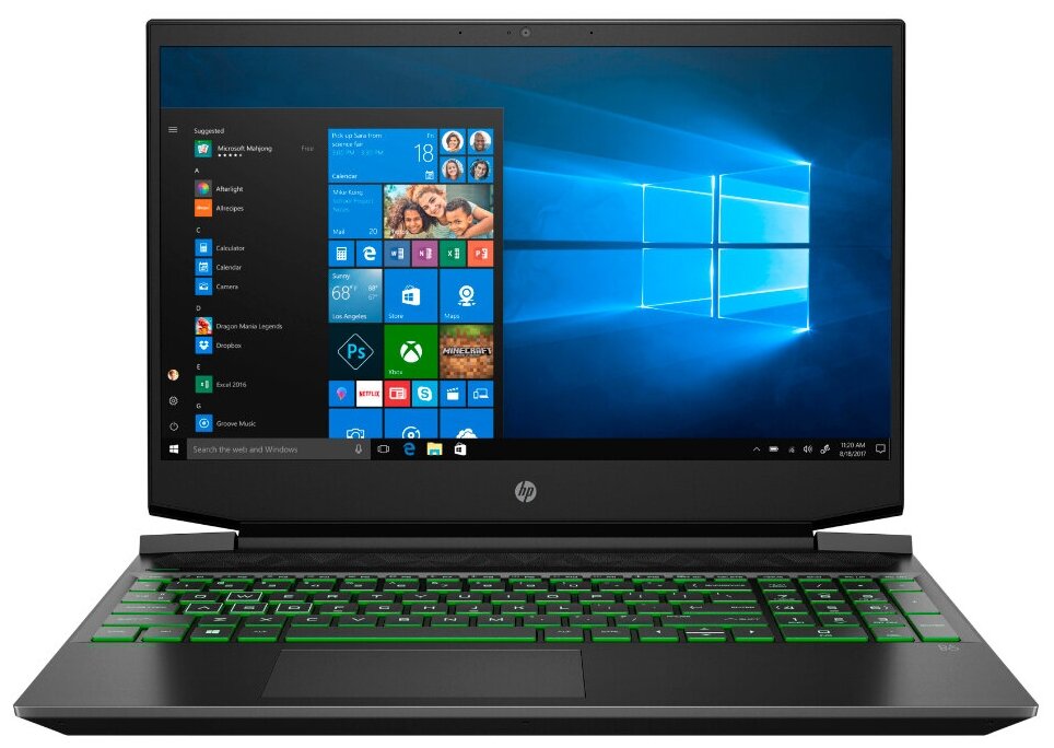 15.6" Ноутбук HP Pavilion Gaming 15-ec2 1920x1080, AMD Ryzen 5 3550H 2.1 ГГц, RAM 8 ГБ, DDR4, SSD 256 ГБ, NVIDIA GeForce GTX 1050, Windows 10 Home, 7QS79UA, темно-серый/зеленый хромированный логотип