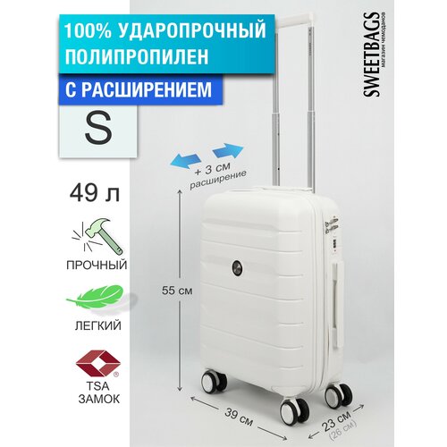 фото Чемодан , 49 л, размер s, белый sweetbags