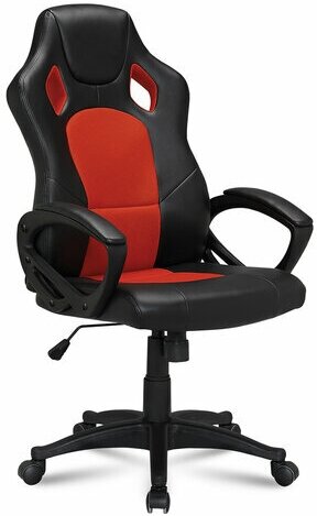 Кресло офисное BRABIX «Rider EX-544», экокожа черная/ткань красная