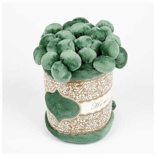 фото Плед с помпонами, зеленый, 200*220 см bozhong home textile