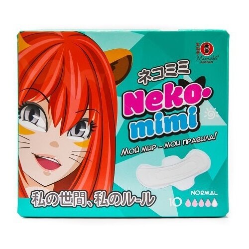 средства для гигиены maneki прокладки женские гигиенические дневные neko mimi Прокладки женские гигиенические дневные Maneki Neko-Mimi, 240 мм, 10 штук