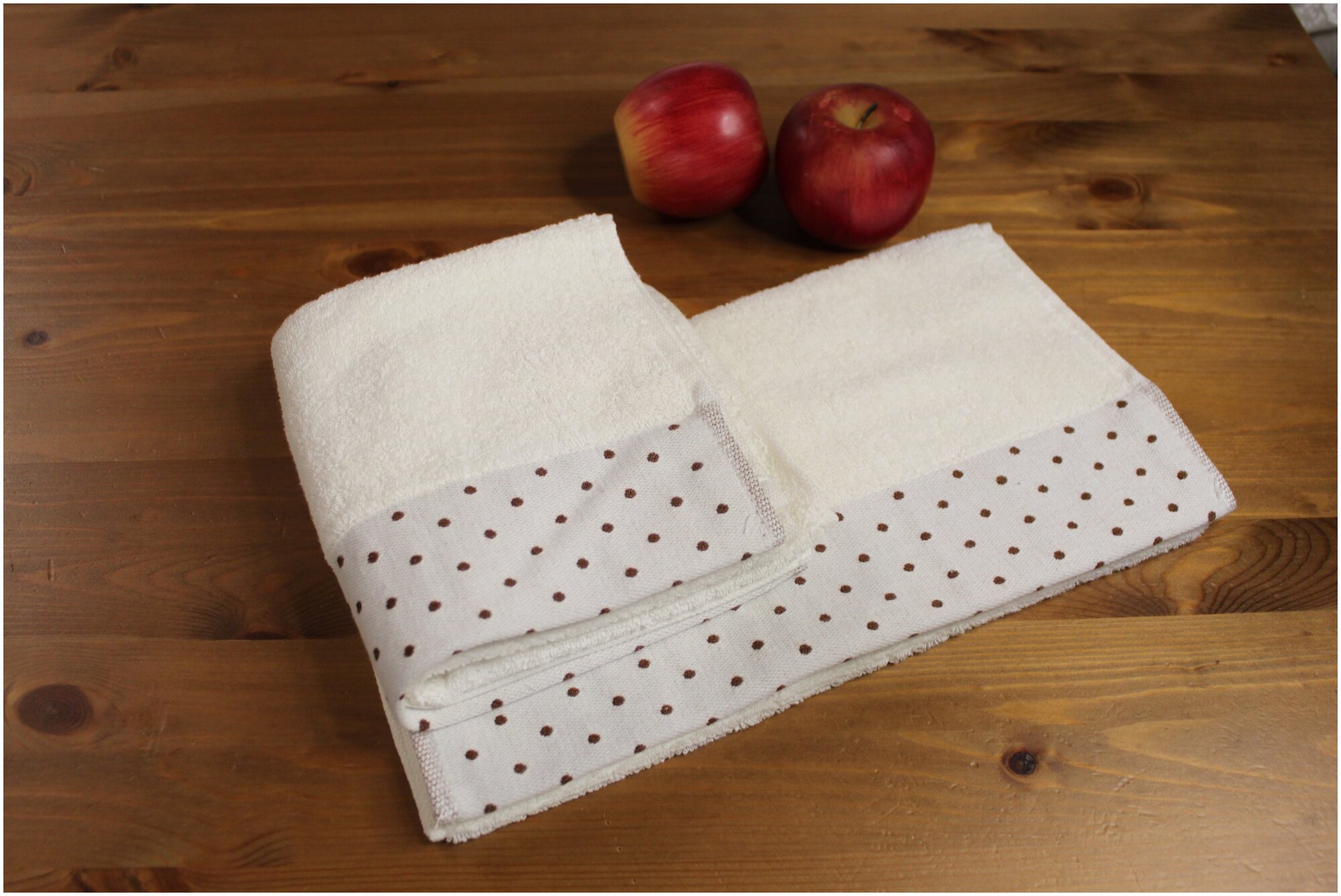Кухонные полотенца махровые "Горох" 35х75 см (2 шт), цвет белый - фотография № 5