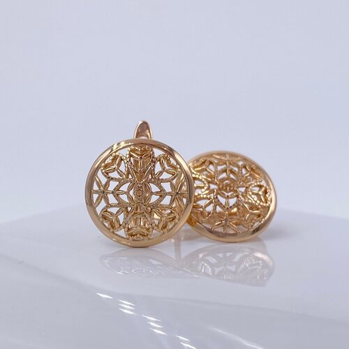 фото Серьги xuping jewelry, бижутерный сплав, размер/диаметр 14 мм., золотой