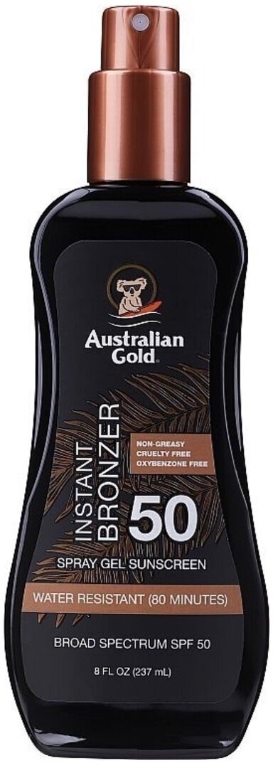 Australian Gold SPF 50 BRONZER спрей! гель защита для загара на солнце С бронзаторами (237 мл)