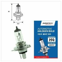 Лампа головного света Avantech H4 (HB2) 12V 60/55W арт. AB0012