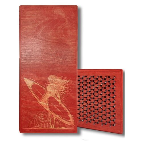 фото Доска садху с динамическими гвоздями, девушка с серфом - 318 шаг 10мм красная goodwood