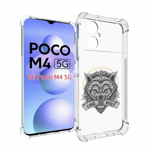 Чехол MyPads Одинокий-волк мужской для Xiaomi Poco M4 5G задняя-панель-накладка-бампер