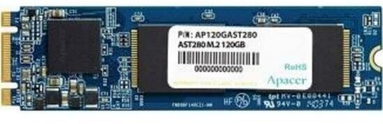 Ssd apacer 120гб m.2 наличие sata nvme нет 3d nand скорость записи 470 мб/сек. скорость чтения 500 мб/сек. 3.8 мм время наработки на отказ 2000000 ч. ap120gast280-1