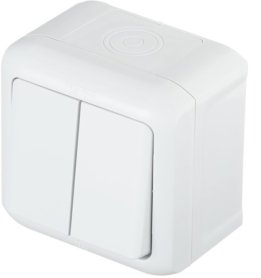 Выключатель LEGRAND Quteo 10A двухклавишный IP44 серый - фото №2