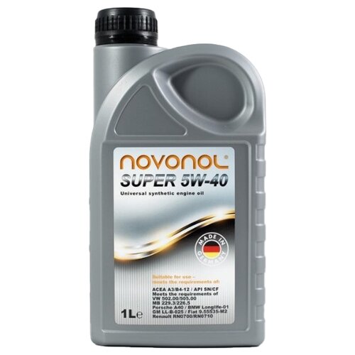 NOVONOL Novonol Масло Моторное Super 5w-40 (1л) Sn/Cf Bmw Ll-01 / Fiat 9.55535-M2 Gm Ll-B-025 / Vw 502.00