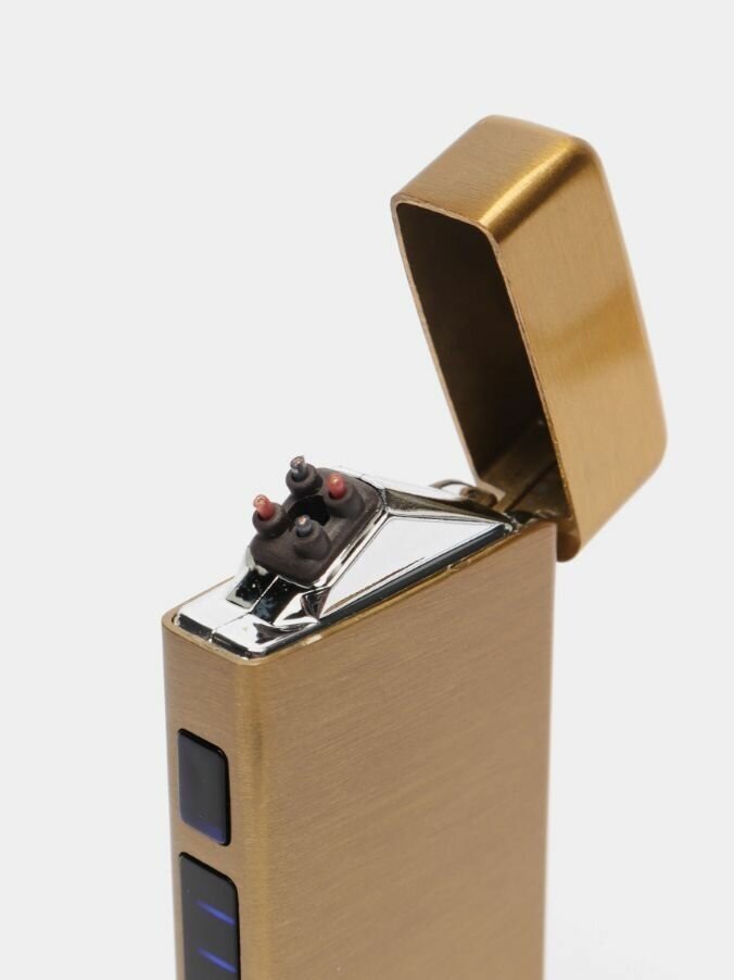 Зажигалка электронная подарочная импульсная, USB, золото - фотография № 4