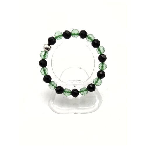 фото Кольцо, шпинель синтетическая, размер 15, черный, зеленый hrustalek