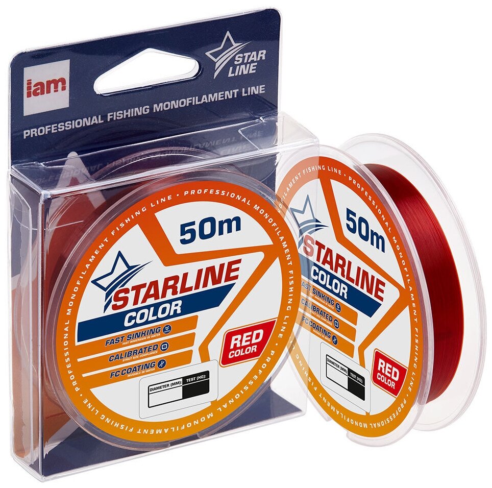 Леска IAM STARLINE 50m Красный d0.203