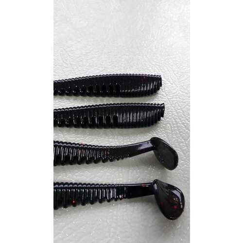 Силиконовая приманка мягкая Аваруна (Easy Shad) 100мм (5шт) Черный (Black).