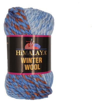 Пряжа Himalaya Winter wool, Цвет01 Терракотово-Голубой(5 мотков), акрил-80%, шерсть-20%