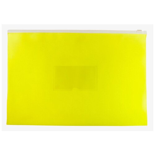 Папка на молнии ZIP Бюрократ Double Neon DNEBPM4AYEL A4+ полипропилен 0.15мм желтый карм.для визит. цвет молнии белый (12 шт. в упаковке)