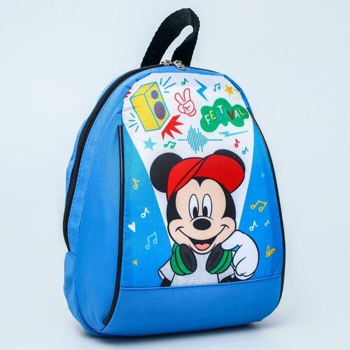 Рюкзак детский, 20*13*26, на молнии, голубой, Микки Маус и его друзья