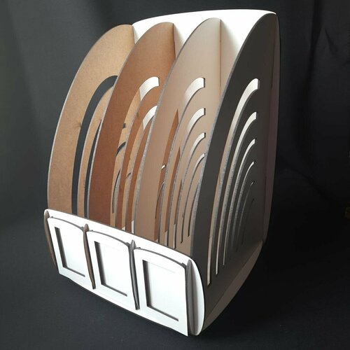 лоток для бумаг/подставка/органайзер вертикальный канцелярский для документов Stilyaga, 270x280x380 мм, 3 отделения, крафт дизайн