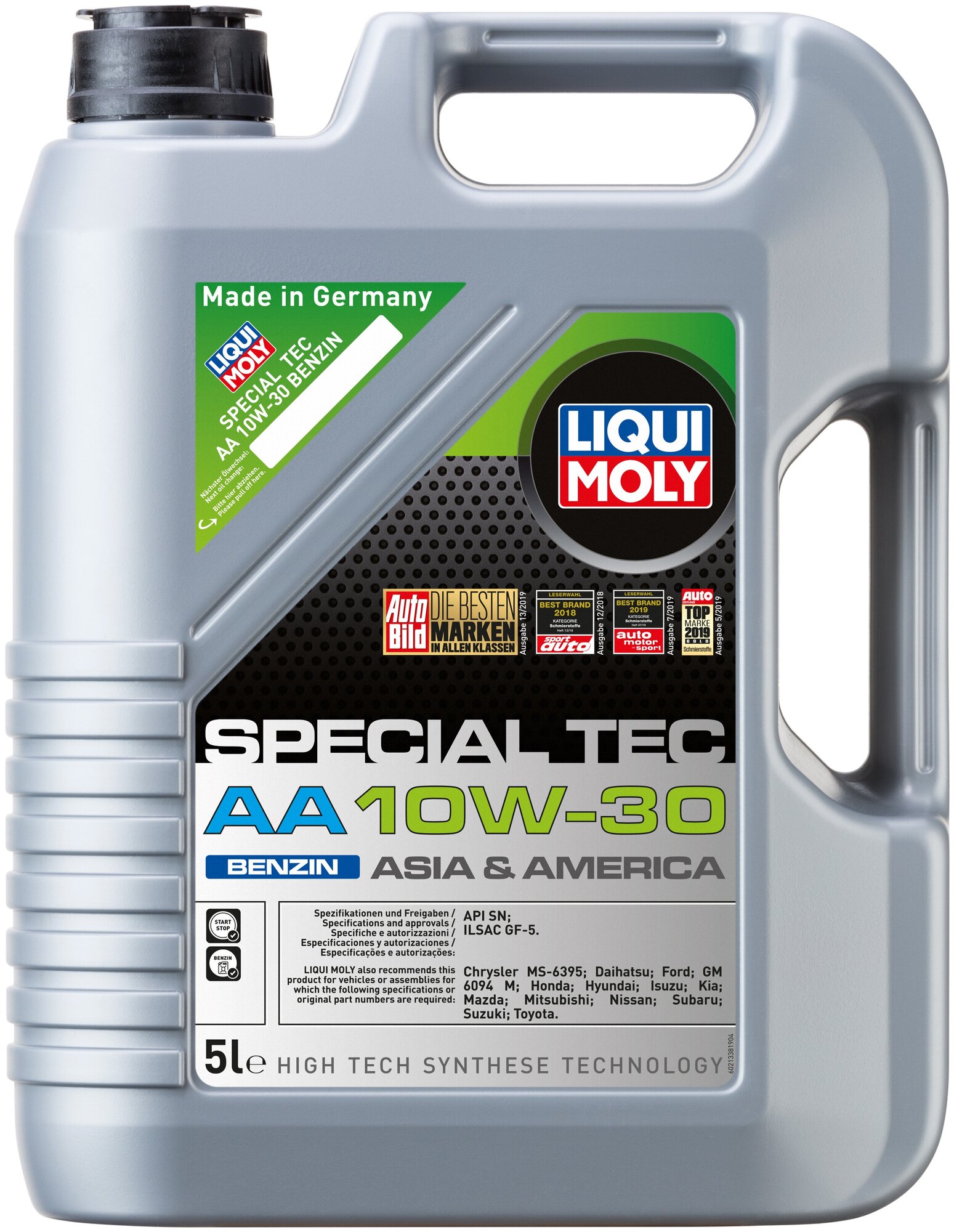 Масло моторное НС-синт. Special Tec AA Benzin 10W-30 SN Plus + RC GF-5 (5л) LIQUI MOLY 21338