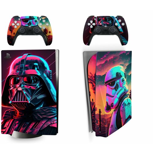 Наклейка Star Wars виниловая защитная на игровую консоль Sony PlayStation 5 Disc Edition полный комплект геймпады