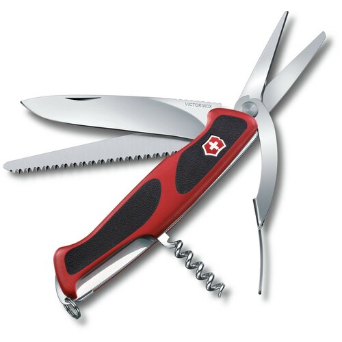 Нож Victorinox RangerGrip 71 Gardener, 130 мм, 7 функций, красный с черным