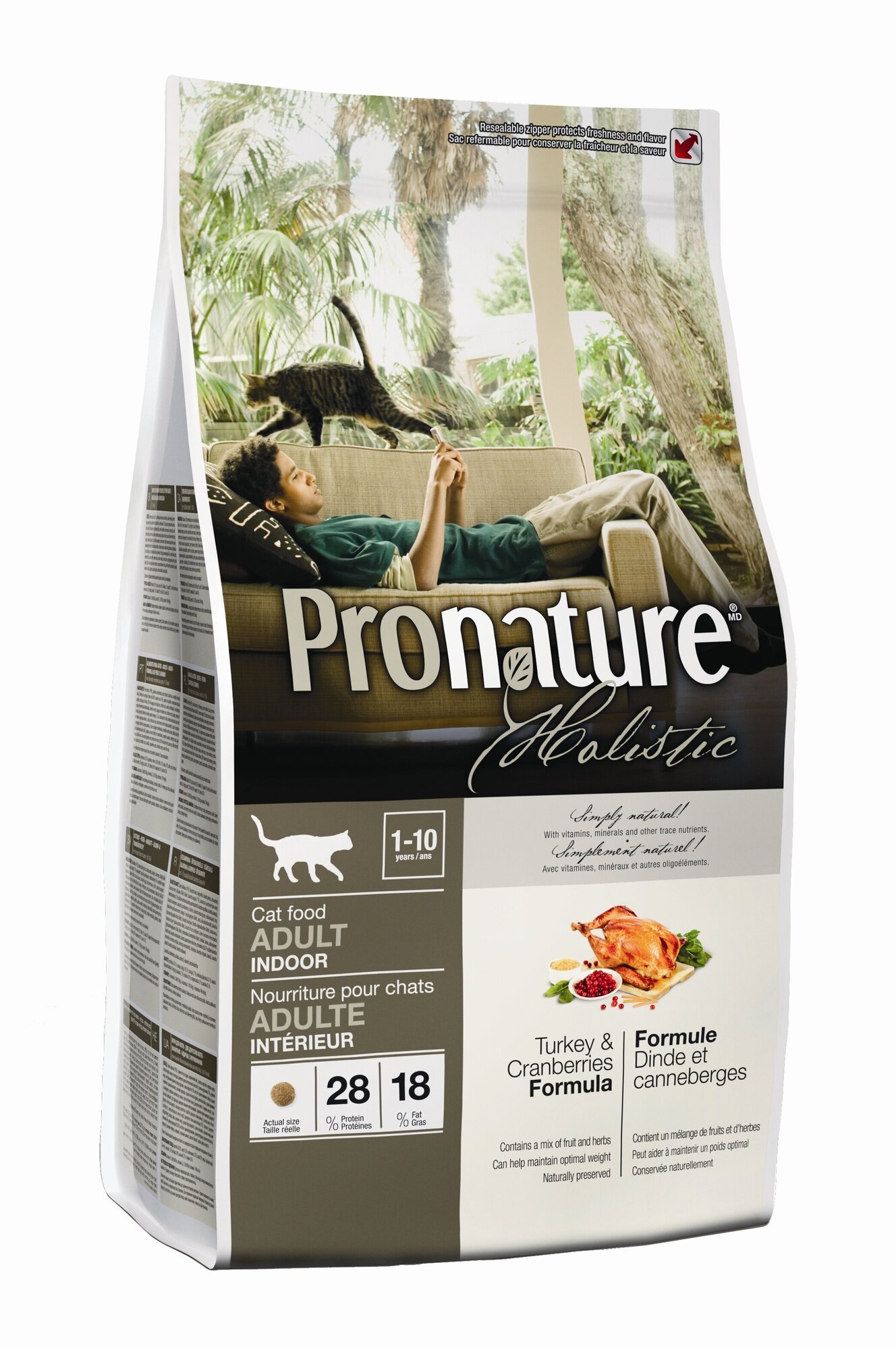 Pronature сухой корм для взрослых кошек всех пород, живущих в помещении, индейка с клюквой (5,44 кг) - фото №5