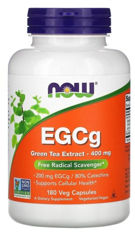 Капсулы NOW EGCg Green Tea Extract, 190 г, 400 мг, 180 шт.