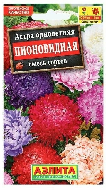 Семена цветов Астра Пионовидная смесь окрасок 02 г 7 упаковок