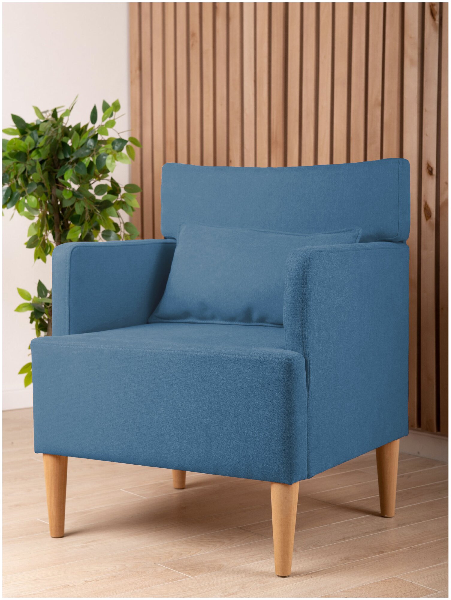 Кресло киус велюр, синий, 63х80х60 (ШхВхГ)