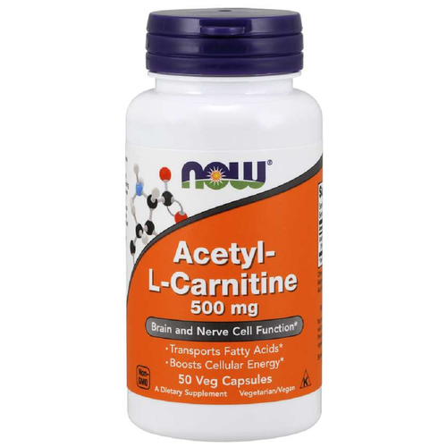 NOW Acetyl-L Carnitine 500 mg, 50 капс. jarrow formulas acetyl l carnitine 500 mg 120 veggie caps