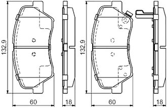 Дисковые тормозные колодки передние Bosch 0986494691 для Hyundai, Kia (4 шт.)