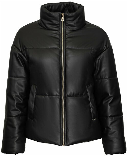 куртка  LIU JO, демисезон/зима, средней длины, силуэт свободный, без капюшона, карманы, размер 46, черный