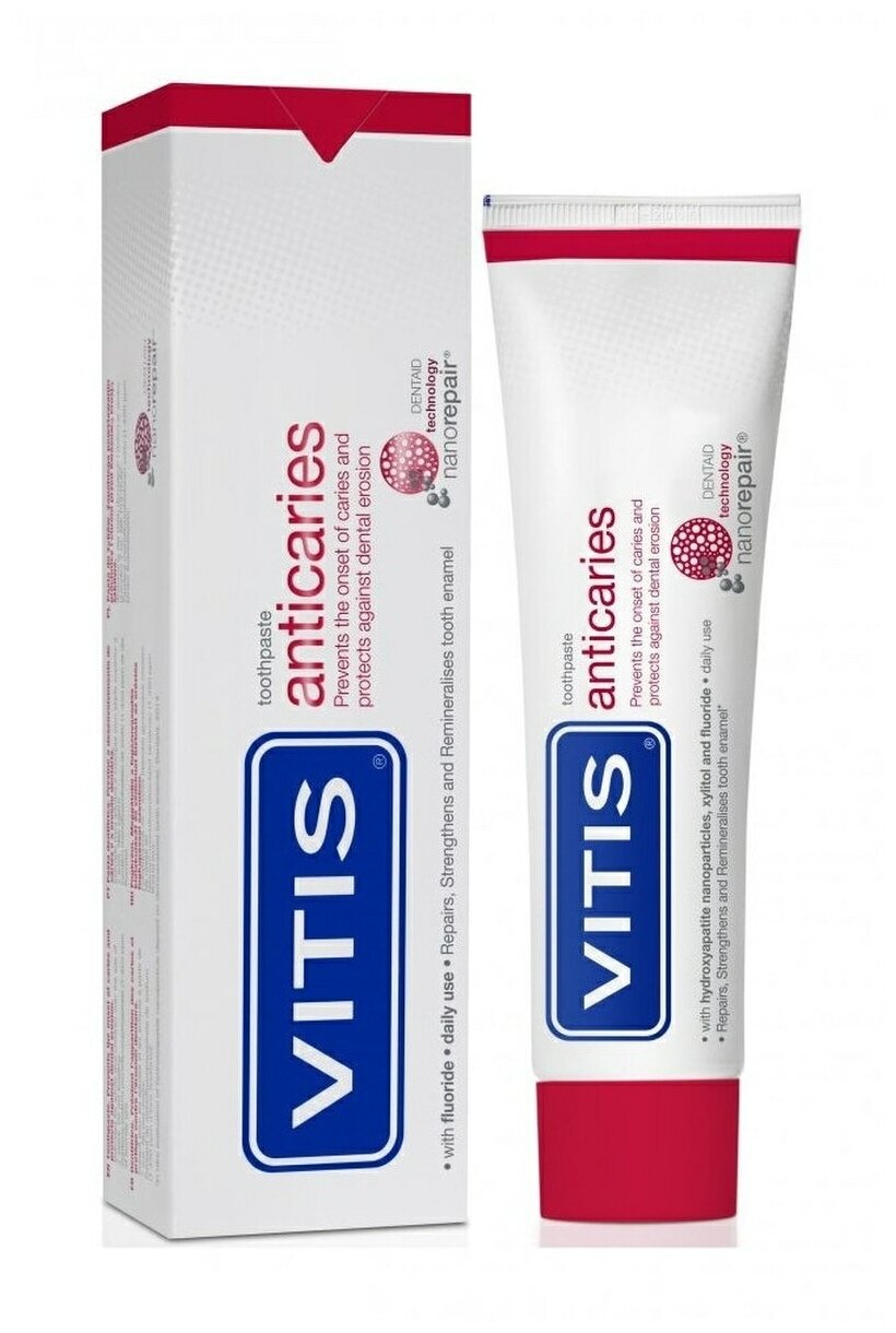 Зубная паста Vitis Anticaries с ментоловым вкусом, 100 мл