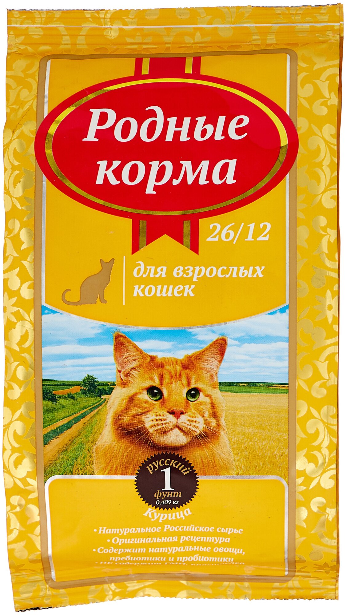 Сухой корм для кошек Родные корма с курицей 409 г