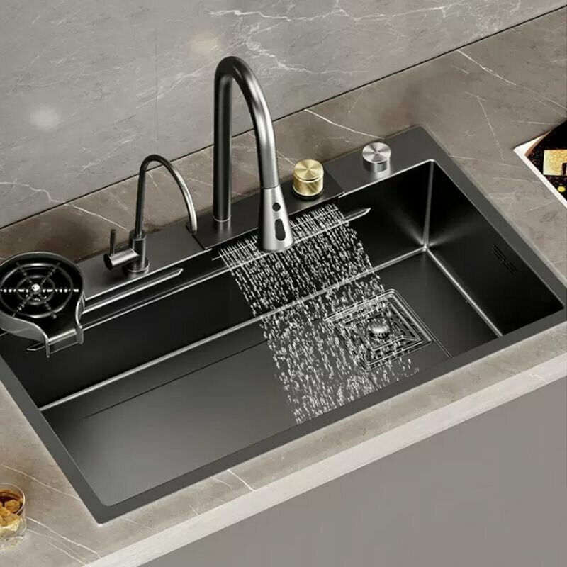Многофункциональная, цифровая, умная кухонная мойка с изливом водопад и краном для питьевой воды
