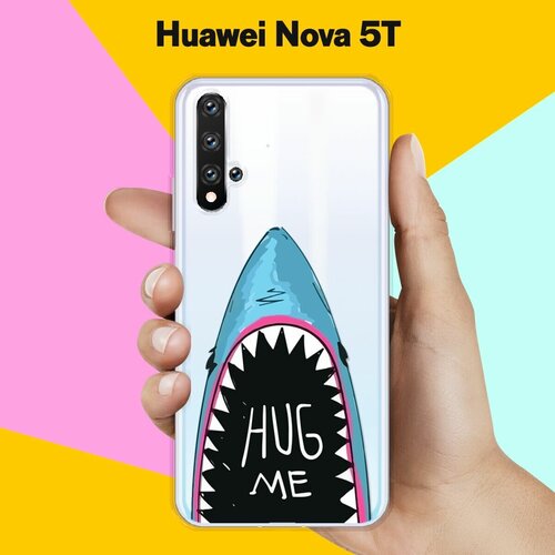Силиконовый чехол Акула на Huawei Nova 5T матовый силиконовый чехол розовая цветочная рамка на huawei nova 5t хуавей нова 5т