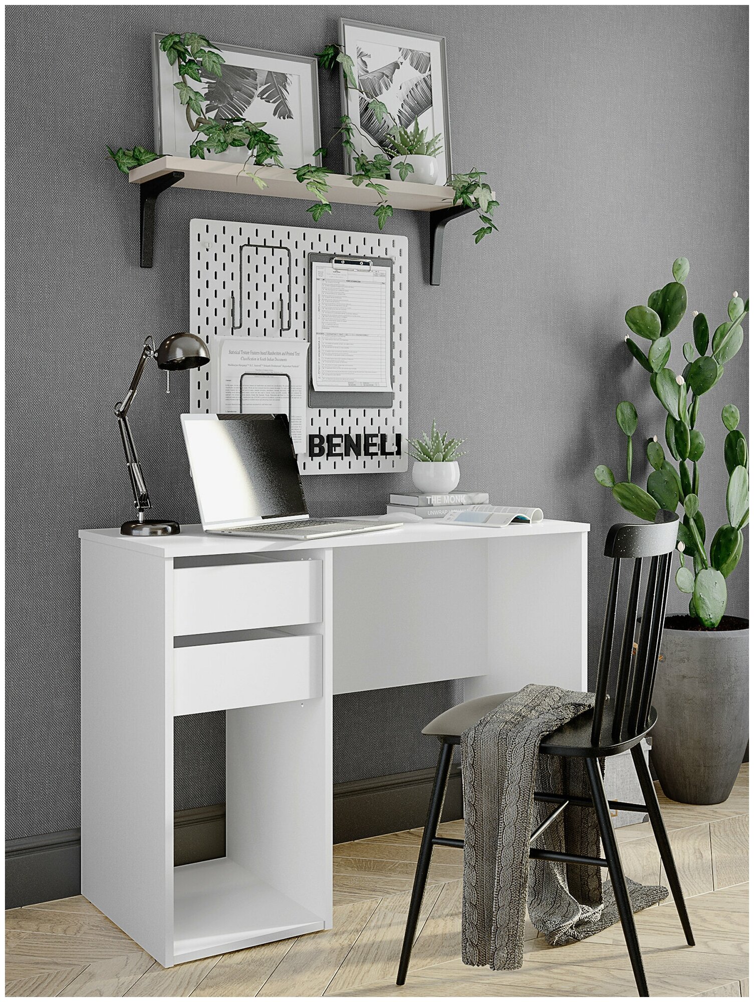 Письменный стол, компьютерный стол Beneli алекс, Белый, с ящиками; с подставкой для системного блока, 100х45х76,2 см, 1 шт.