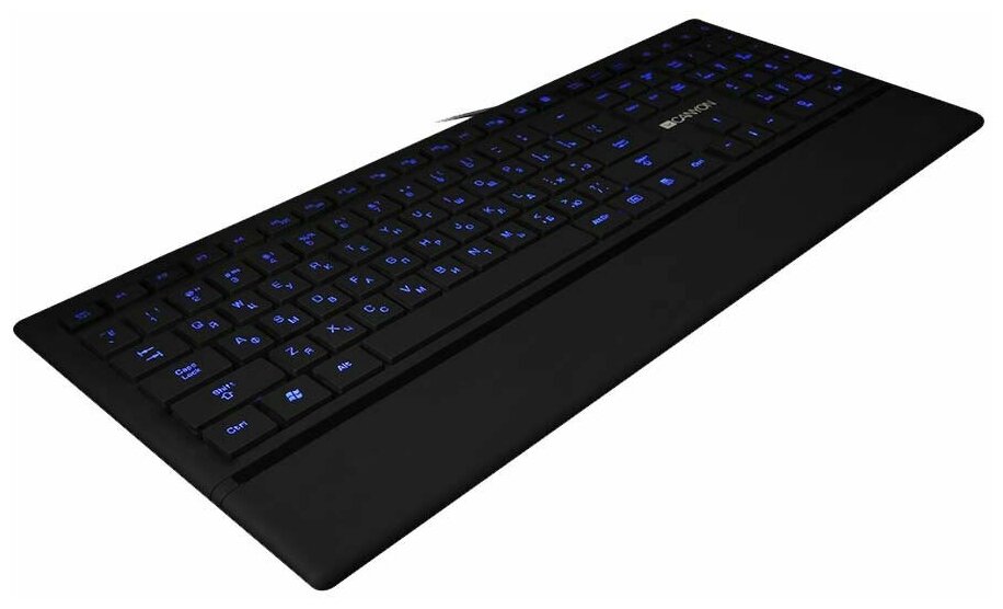 Клавиатура Canyon HKB-6 slim USB, LED backlight, 111 keys, black
