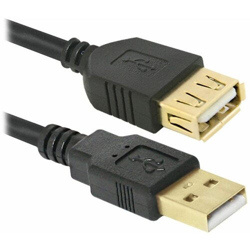 Кабель Defender USB - USB (USB02-06PRO), 1.8 м, 1 шт., черный кабель defender usb usb usb02 06pro 1 8 м черный