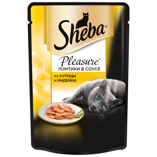 Влажный корм для кошек Sheba® Ломтики в соусе с курицей и индейкой, 28 шт по 75г