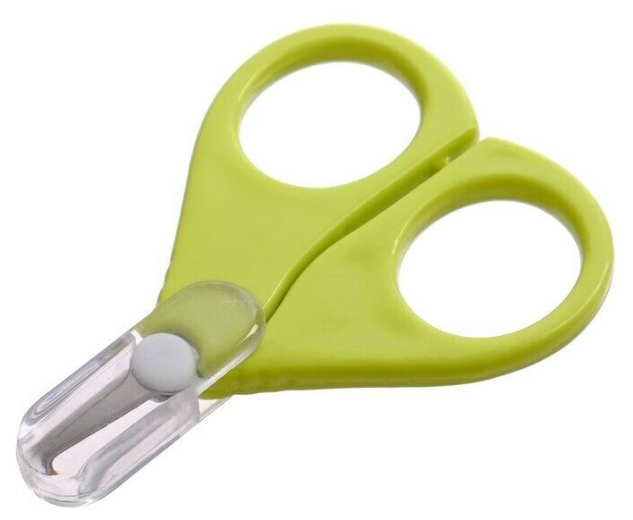 Ножницы детские безопасные, маникюрные, с чехлом, от 0 мес, цвет зелёный